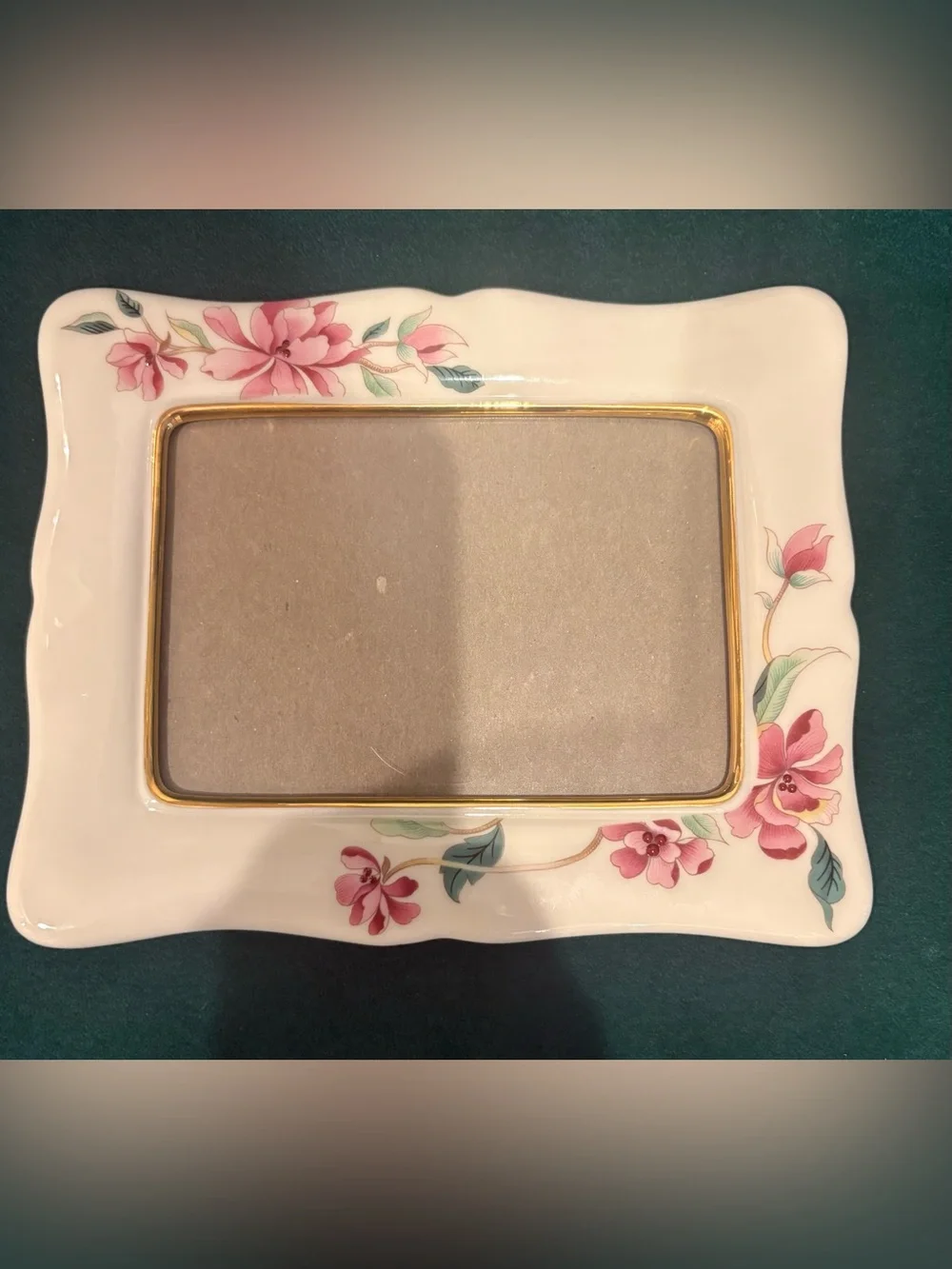Vintage Lenox Pink Porcelain Floral Frame with Gold Accent